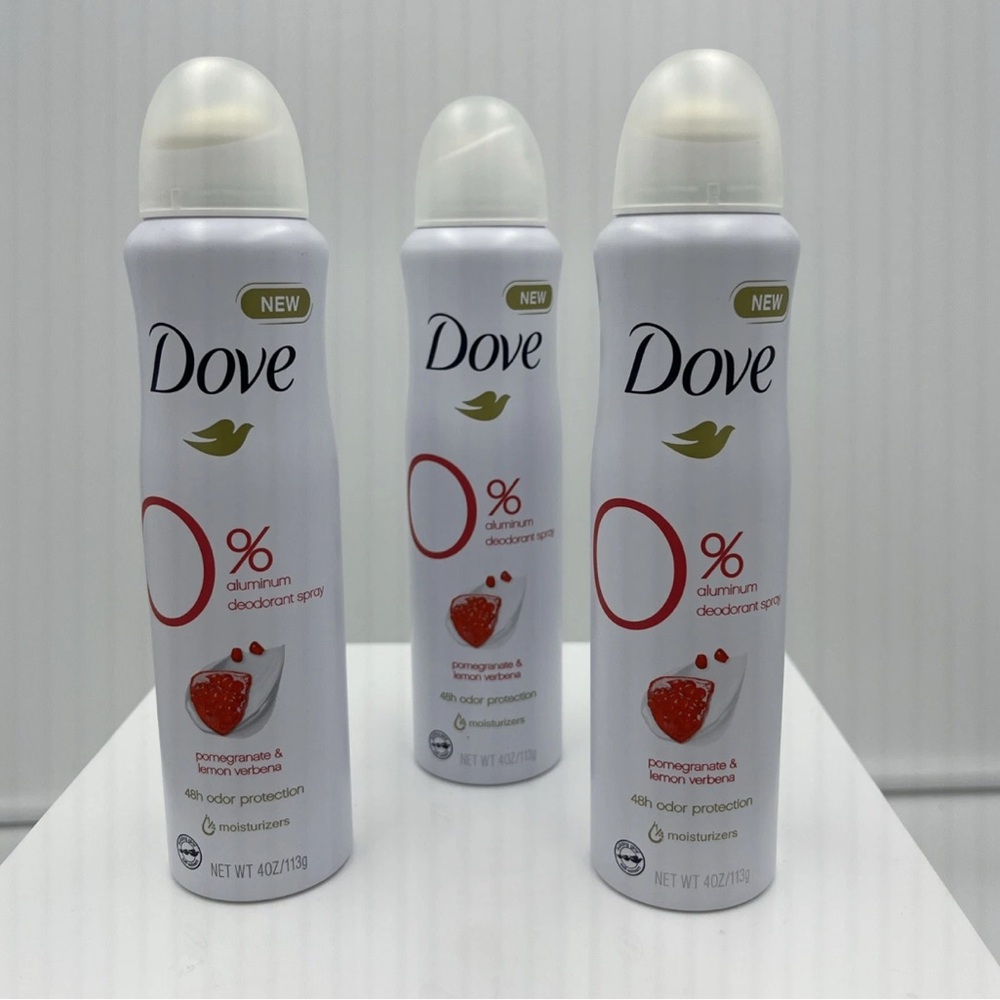 3 Pk Dove 0% Aluminum Pomegranate & Lemon Verbena 48 Hour Deodorant Spray-4oz - Picture 6 of 6